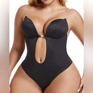 Strapless Backless Plunging Thong Shaper Bodysuit Women’s Size 34 Black NWOT